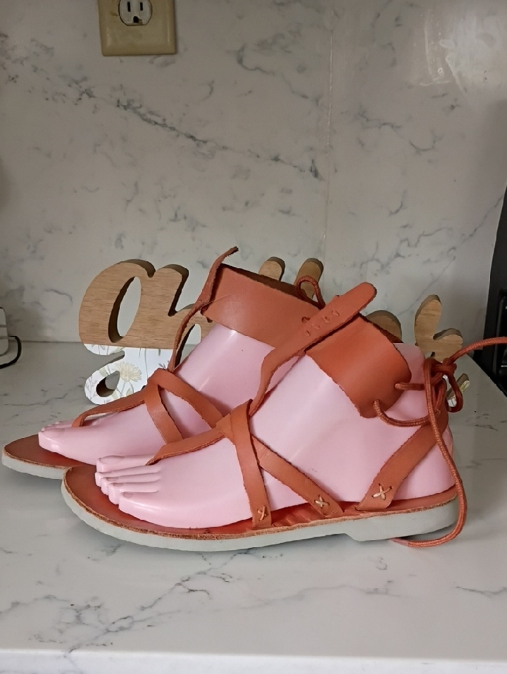 FREE PEOPLE Women's  and Tan Lace-Up Gladiator Sandals